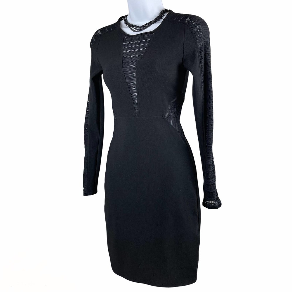 Express Black Long Sleeve Cutout Knee Length Dress